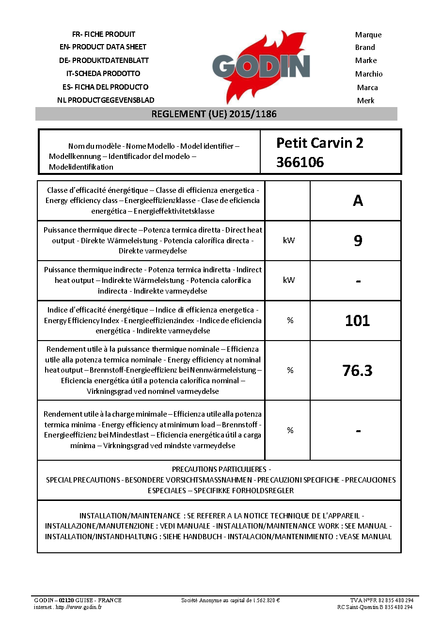 Fiche technique fournisseur