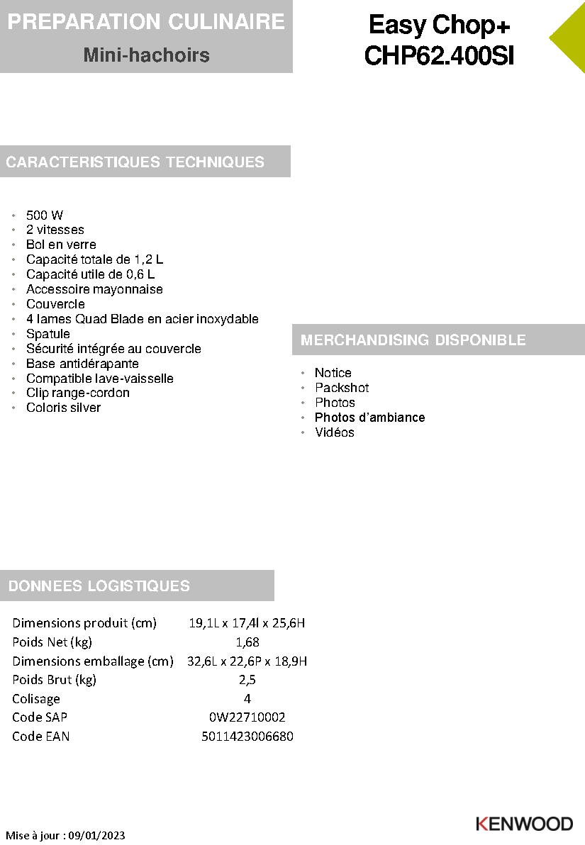 Fiche technique fournisseur