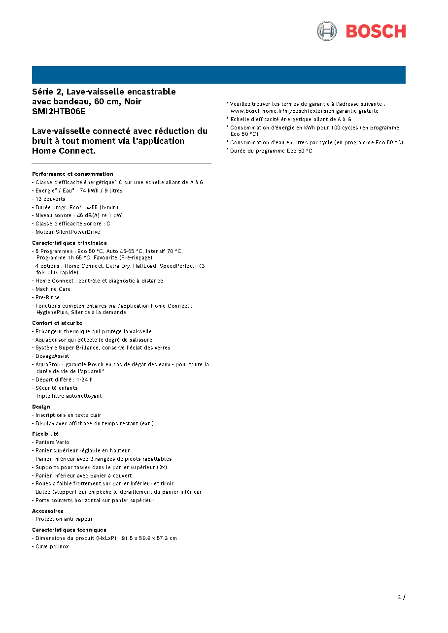 Fiche technique fournisseur