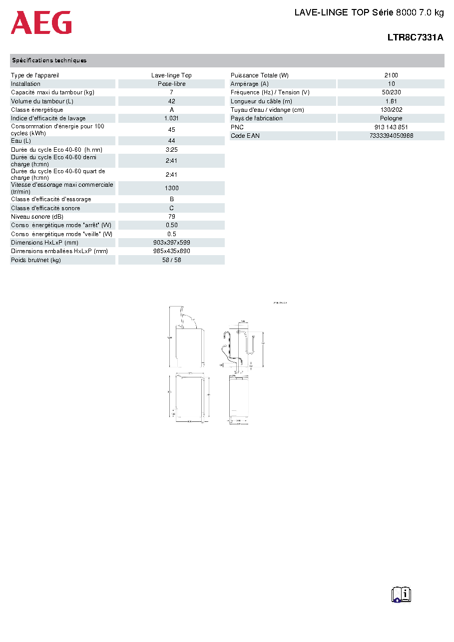 Fiche technique fournisseur