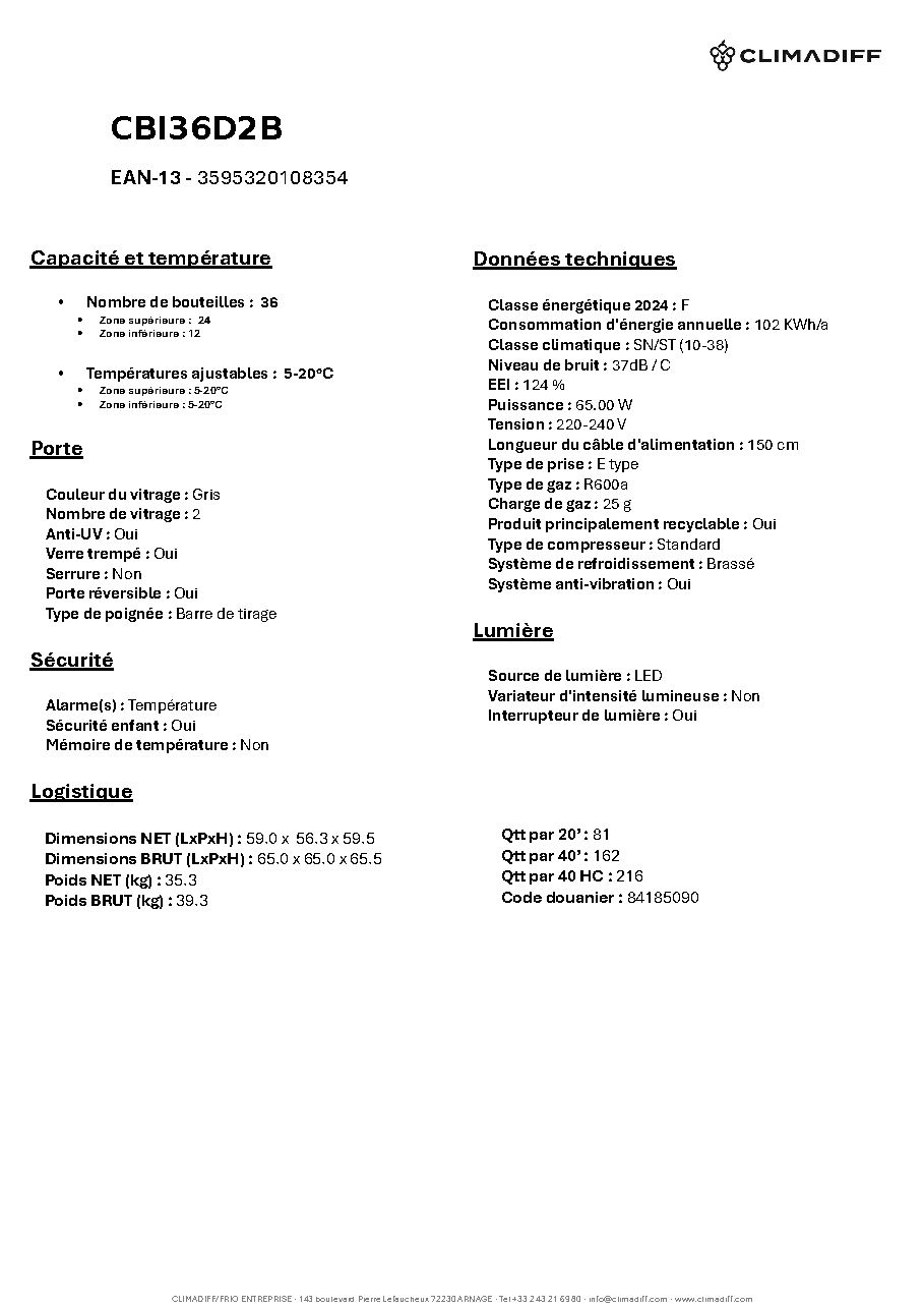 Fiche technique fournisseur