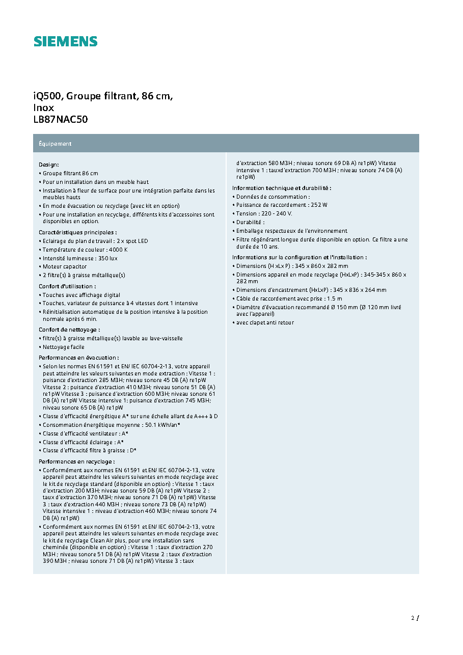 Fiche technique fournisseur