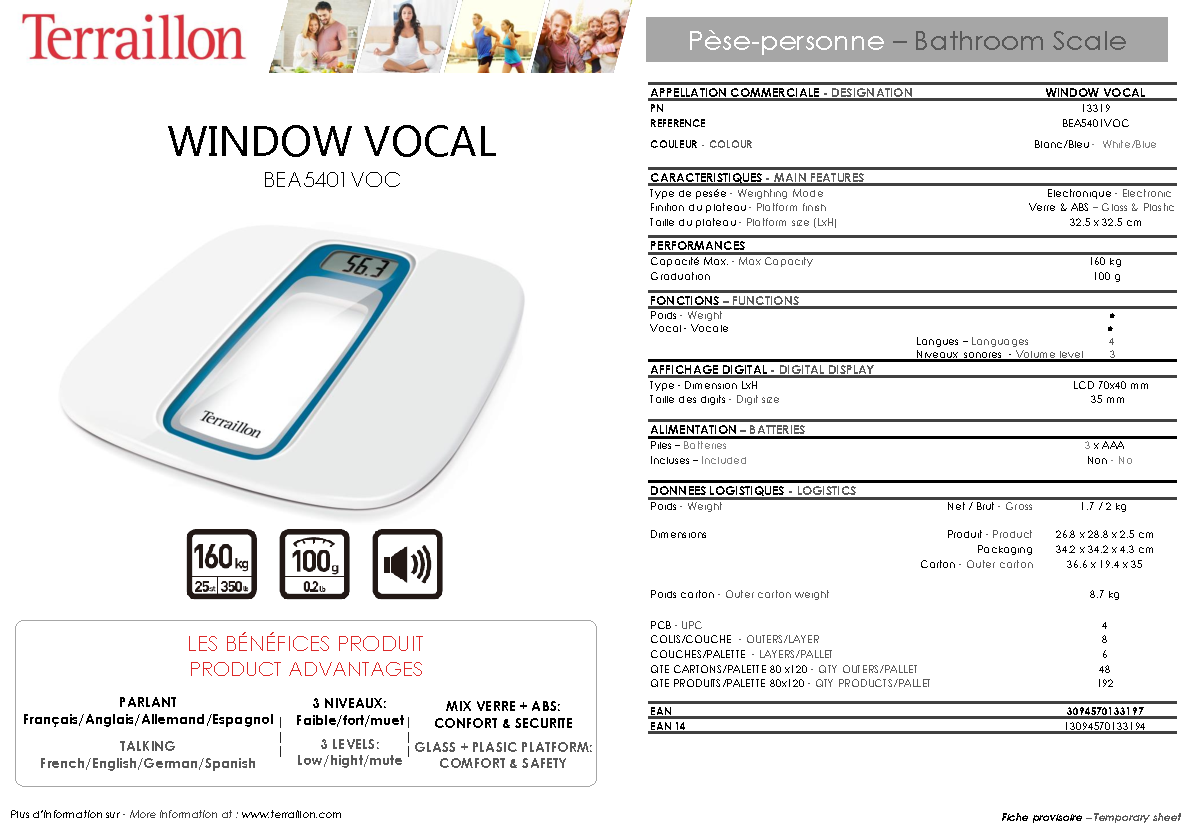 Fiche technique fournisseur