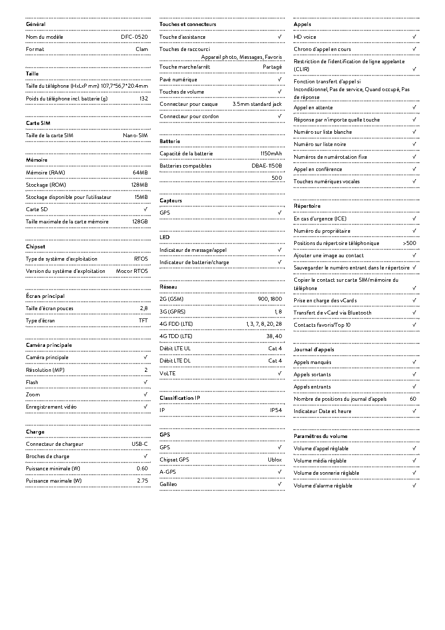 Fiche technique fournisseur