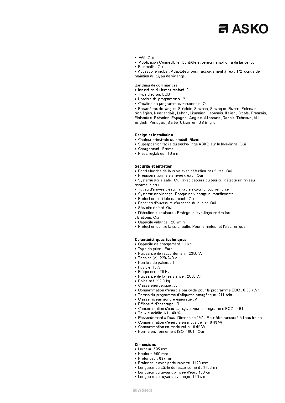 Fiche technique fournisseur
