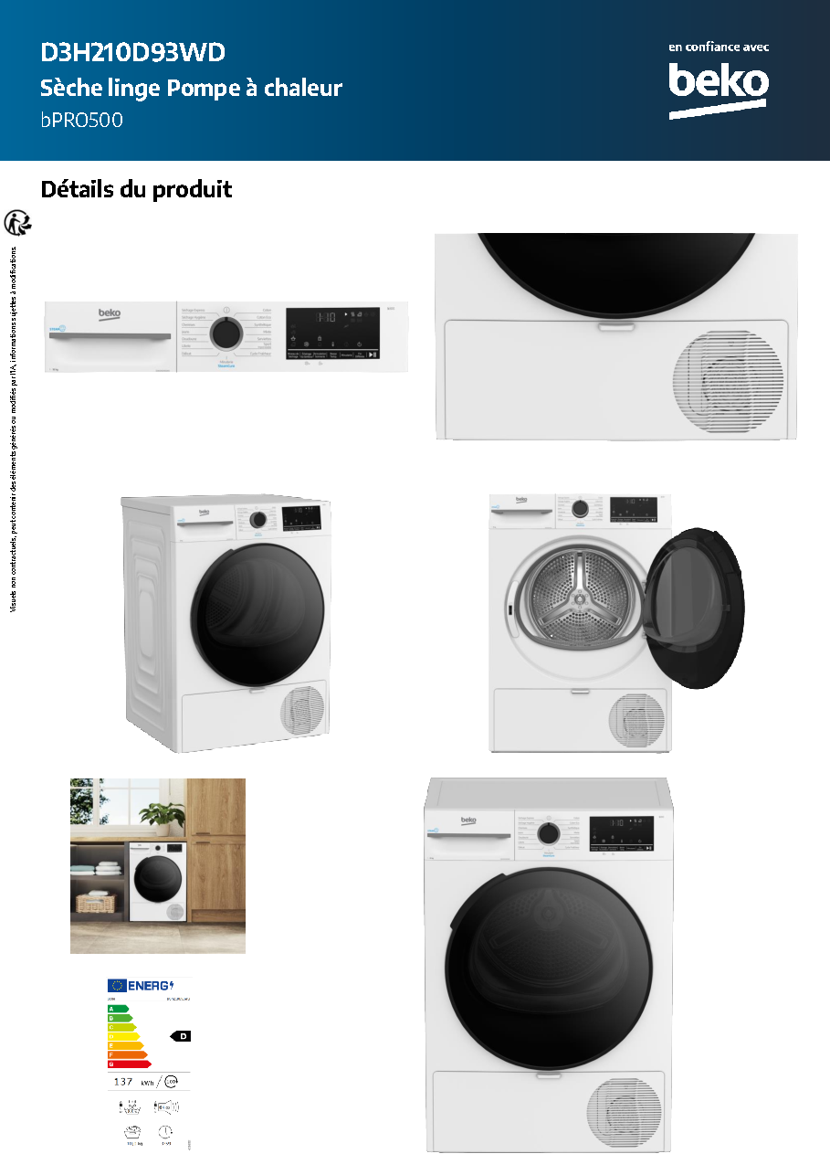 Fiche technique fournisseur