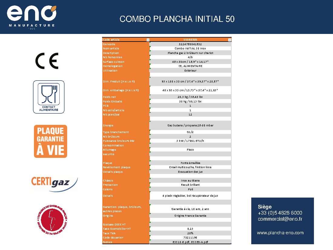 Fiche technique fournisseur