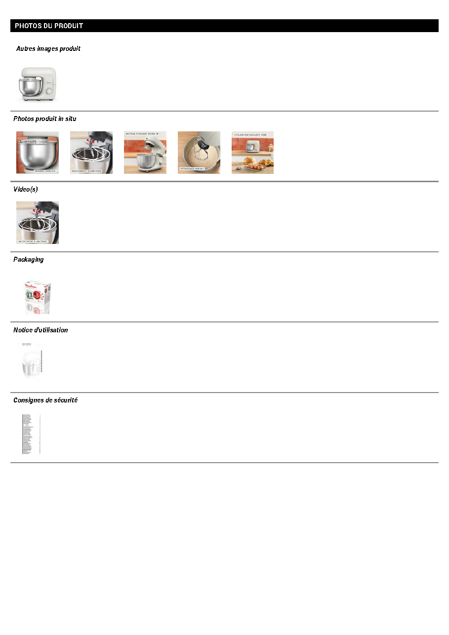 Fiche technique fournisseur