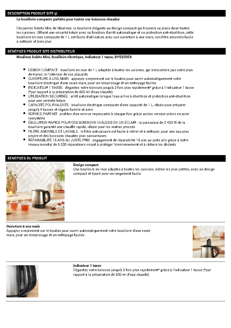 Fiche technique fournisseur