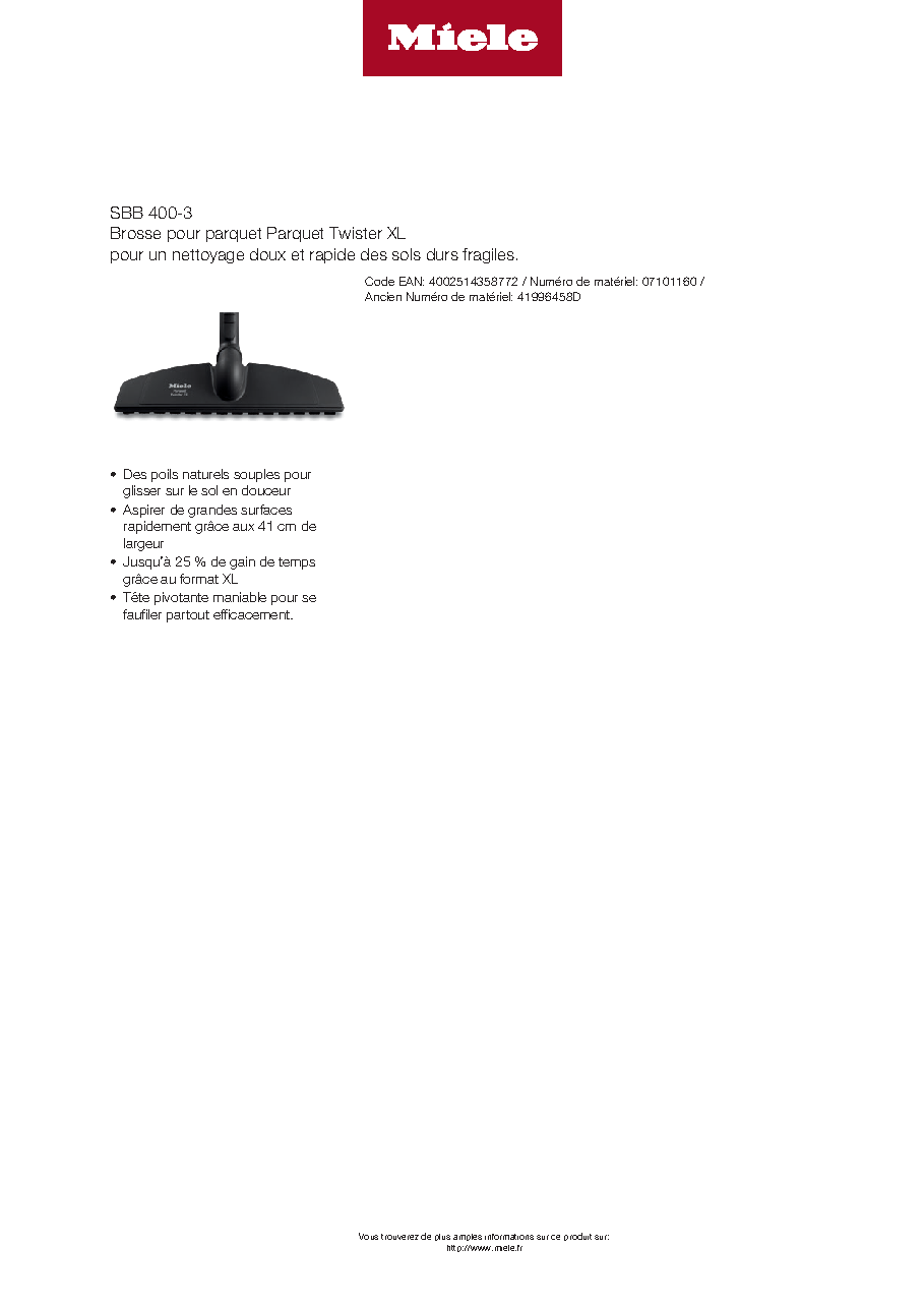Fiche technique fournisseur