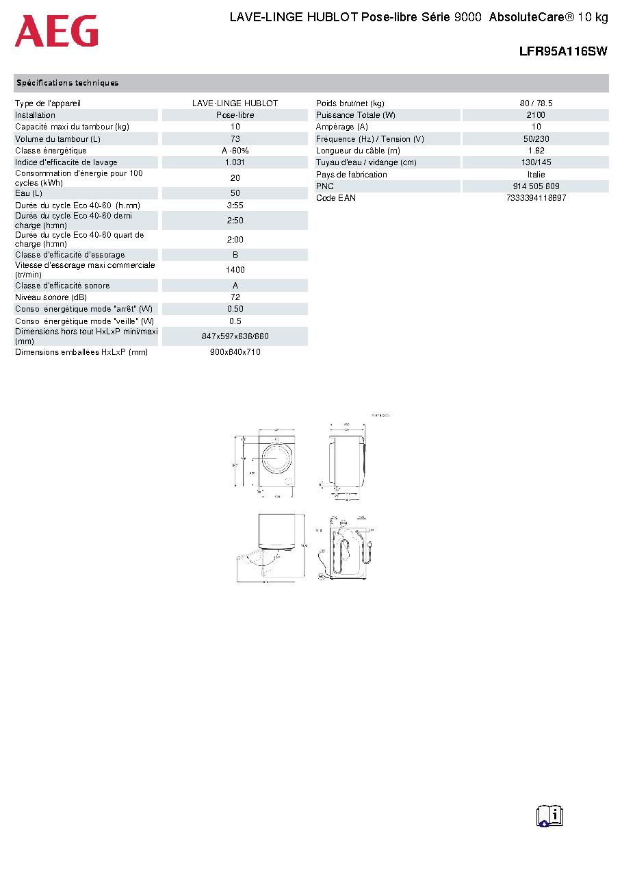 Fiche technique fournisseur