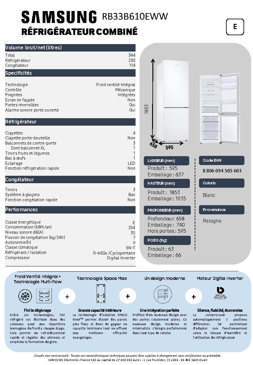 Fiche technique fournisseur