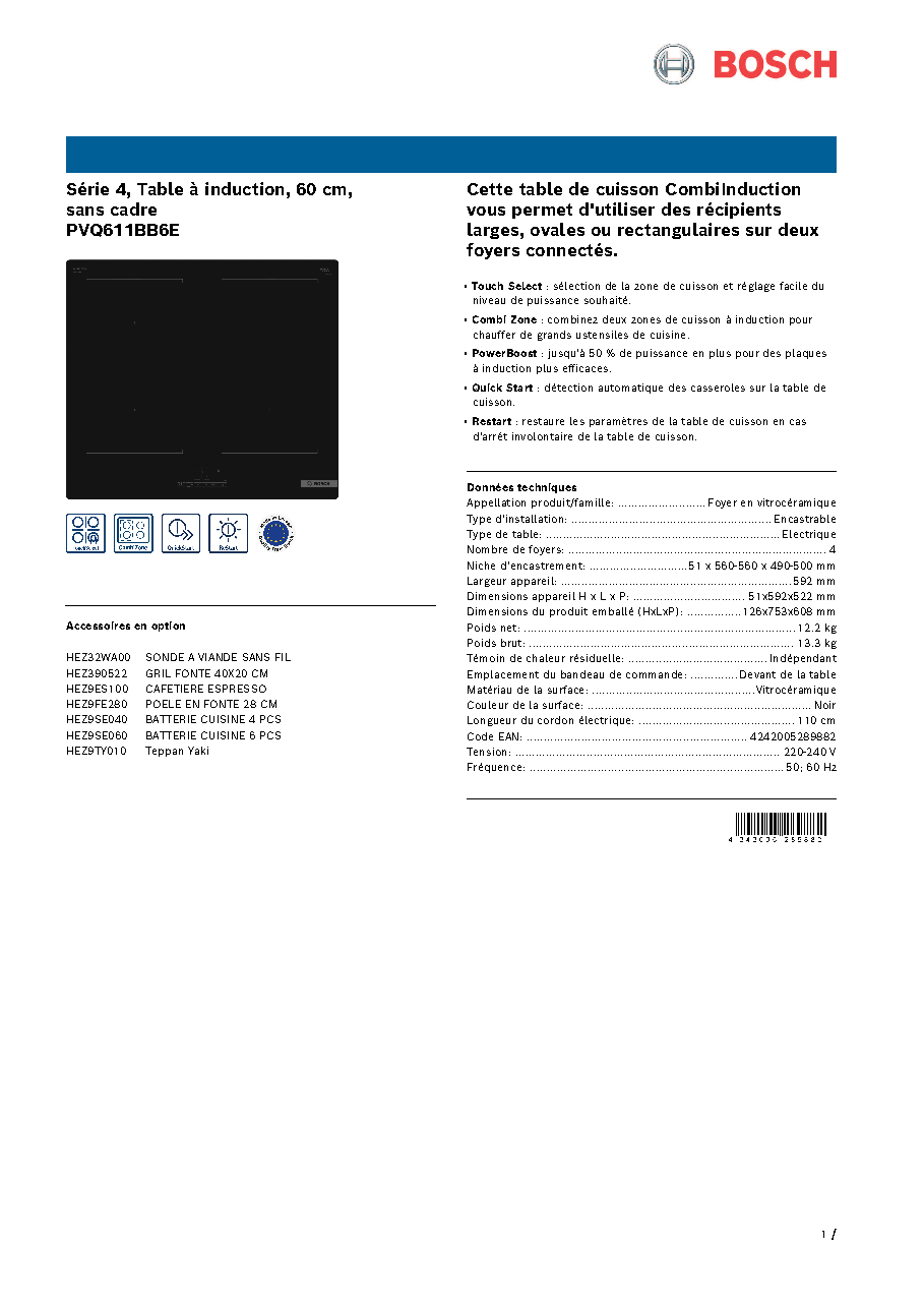 Fiche technique fournisseur