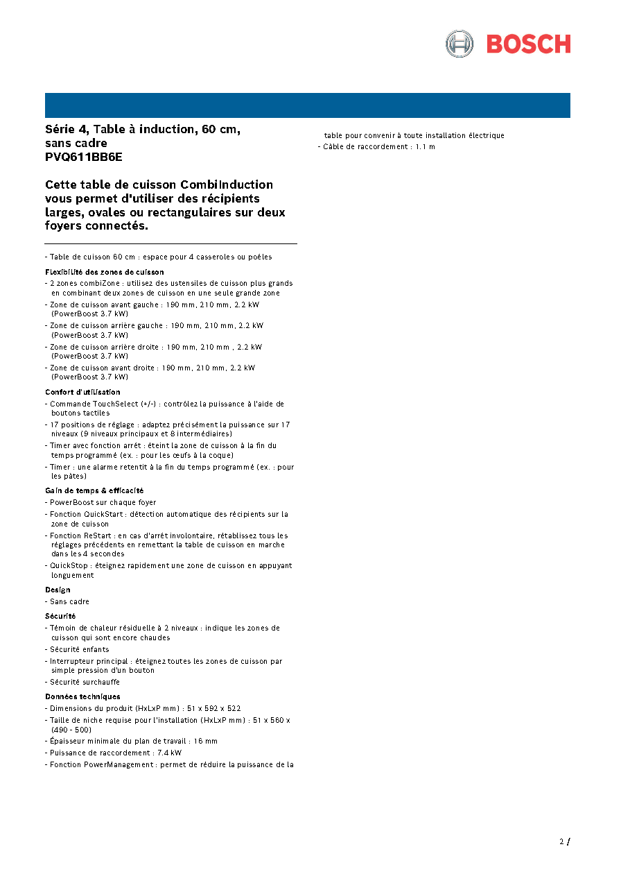Fiche technique fournisseur
