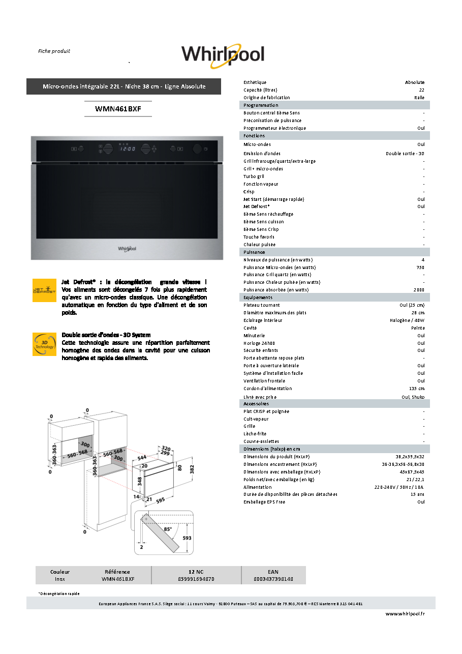 Fiche technique fournisseur