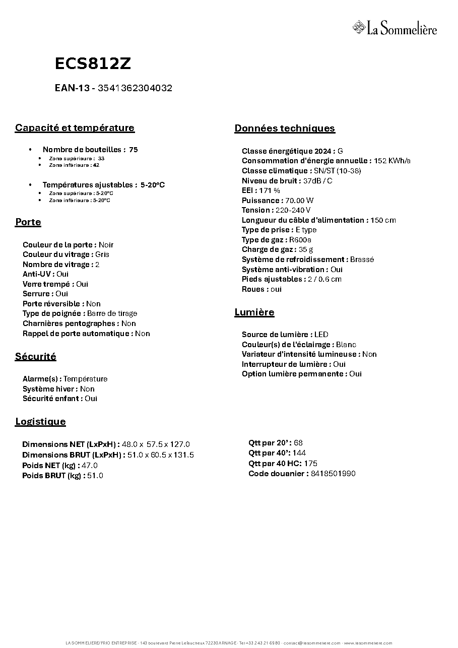 Fiche technique fournisseur