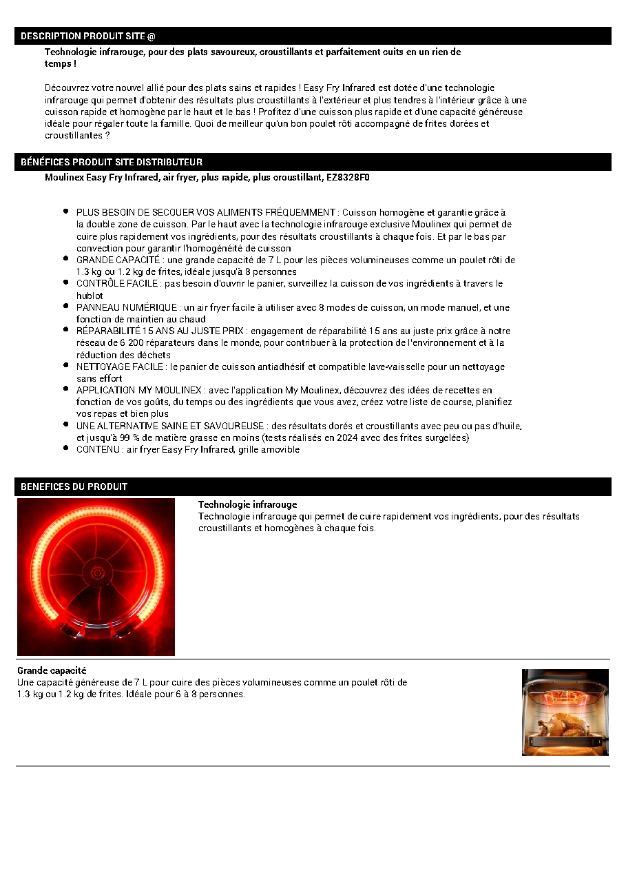 Fiche technique fournisseur