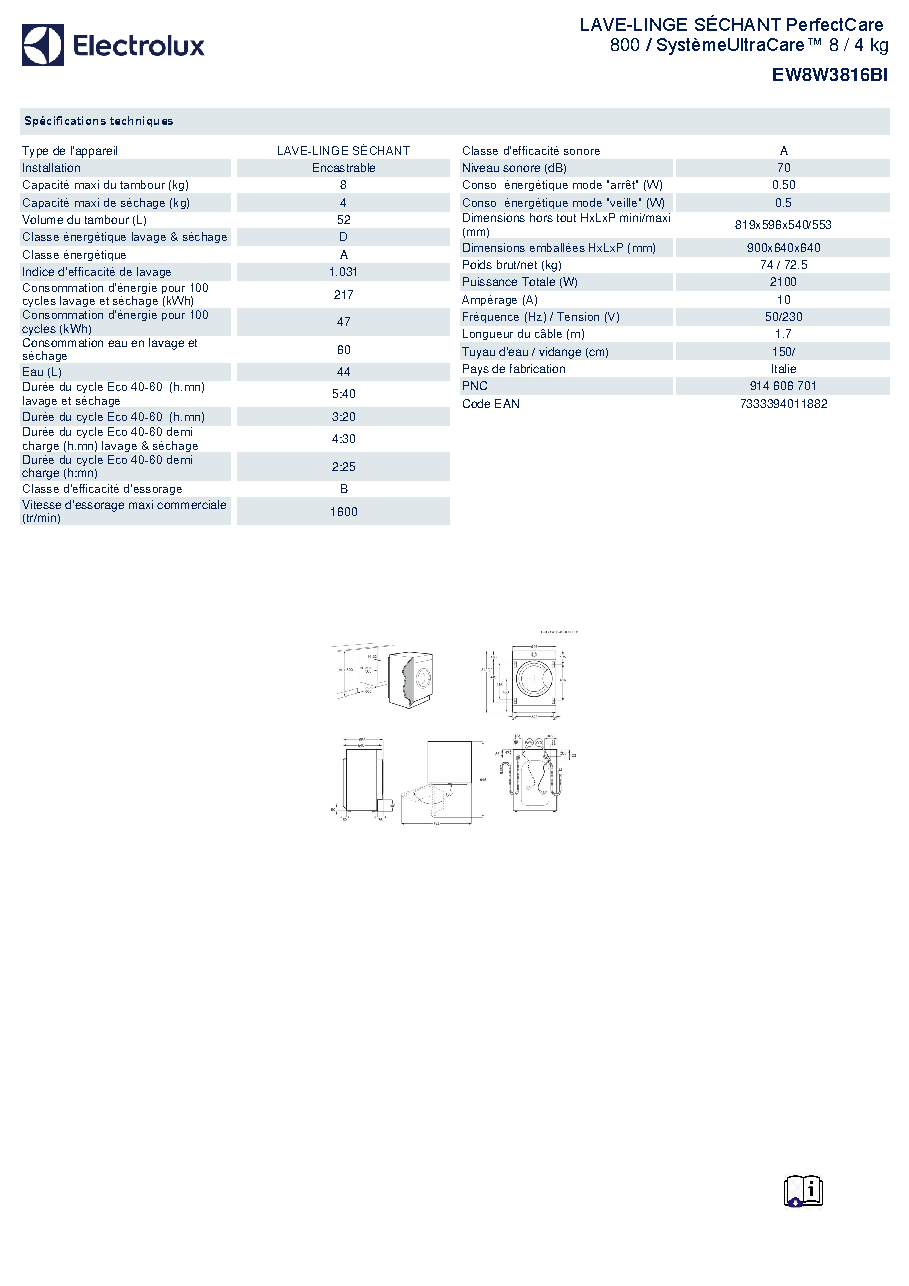 Fiche technique fournisseur