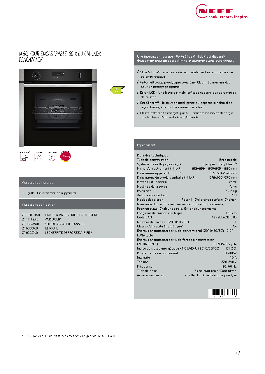 Fiche technique fournisseur