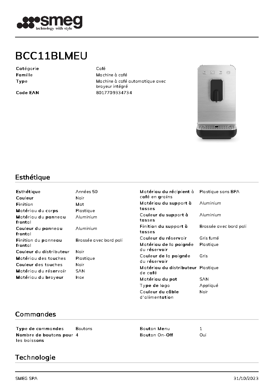 Fiche technique fournisseur