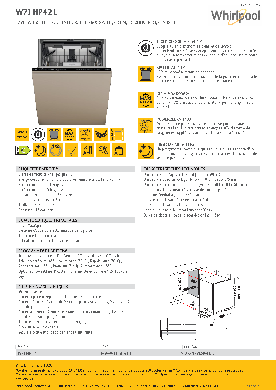Fiche technique fournisseur