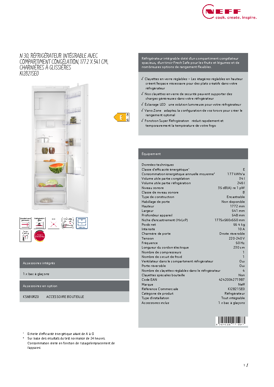 Fiche technique fournisseur