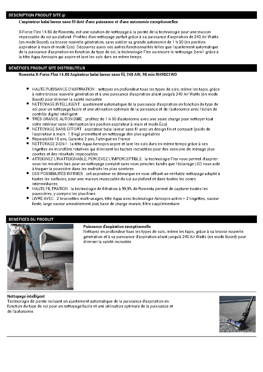 Fiche technique fournisseur
