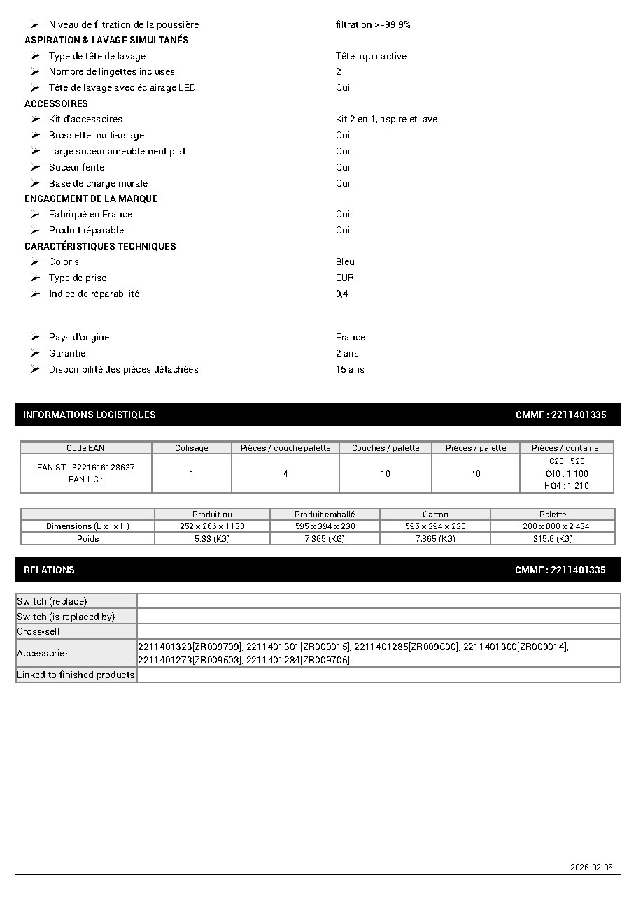 Fiche technique fournisseur