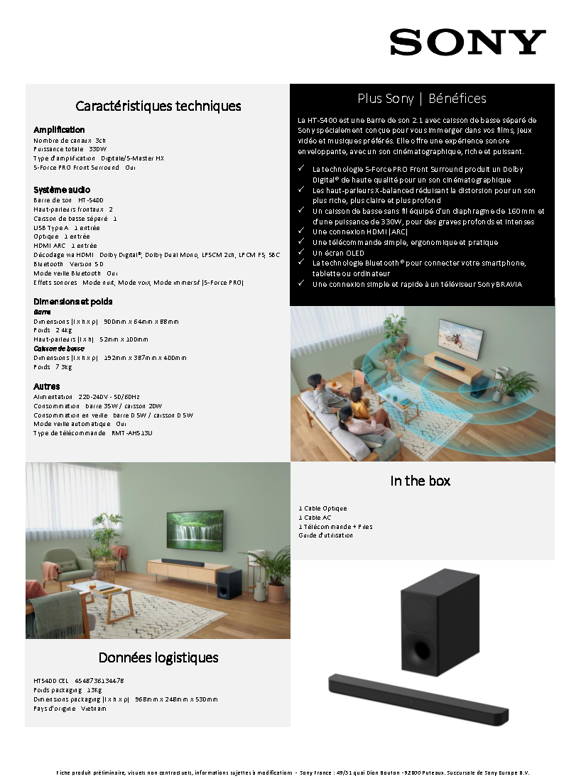 Fiche technique fournisseur
