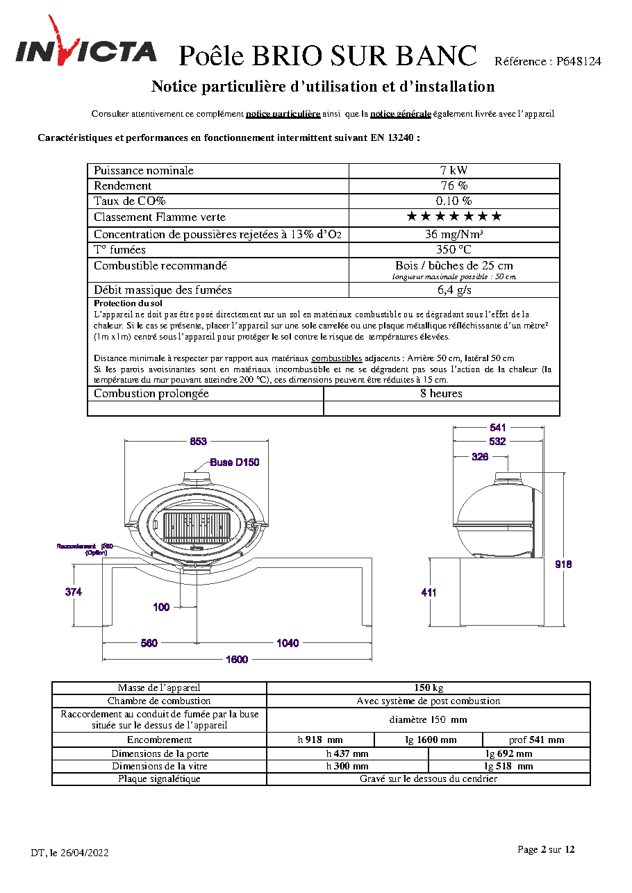 Fiche technique fournisseur