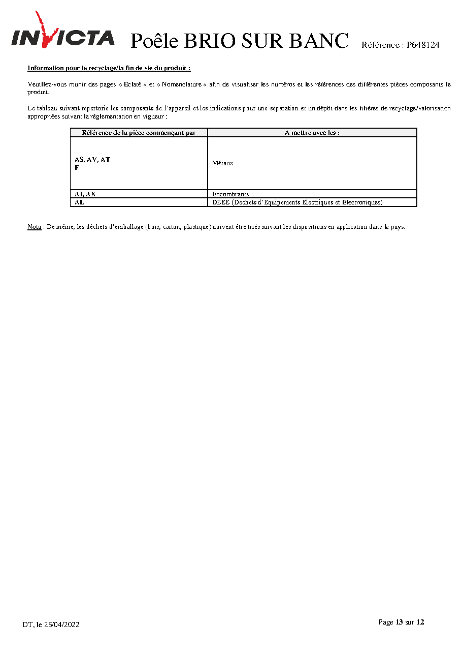 Fiche technique fournisseur