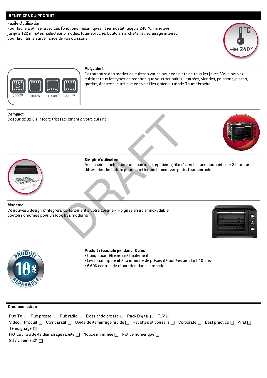 Fiche technique fournisseur