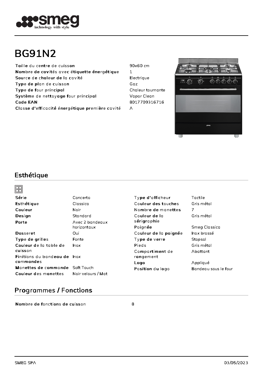 Fiche technique fournisseur