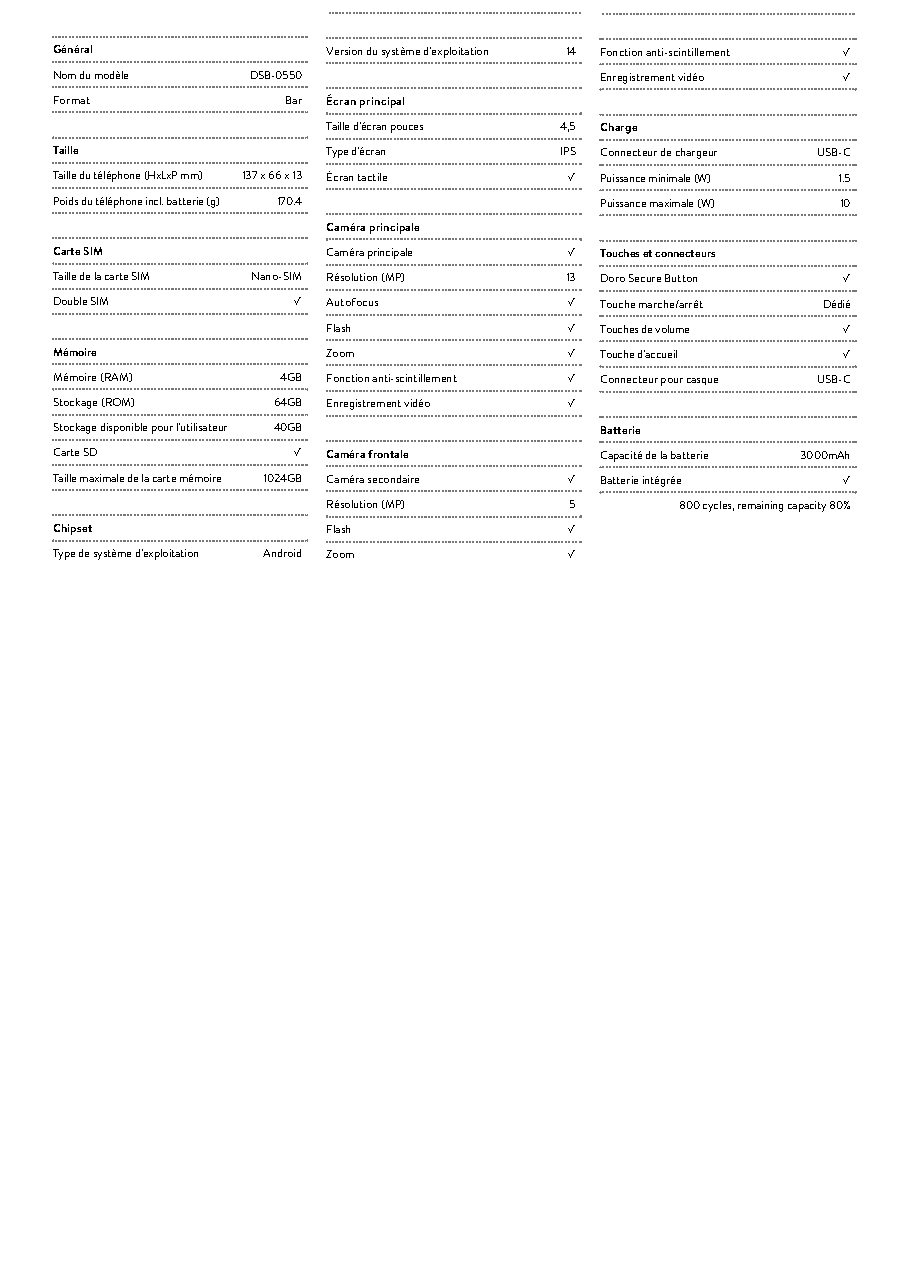 Fiche technique fournisseur