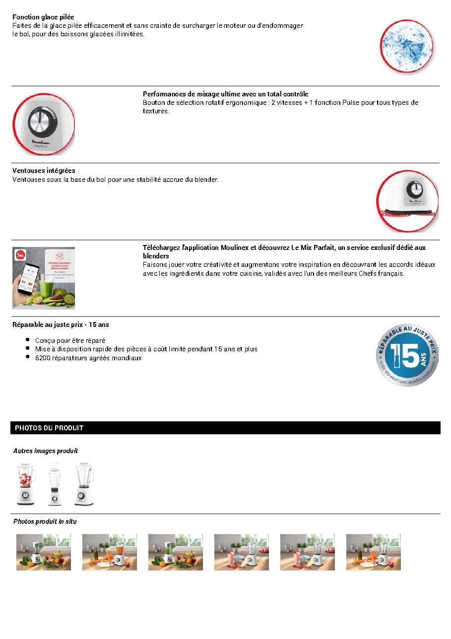 Fiche technique fournisseur