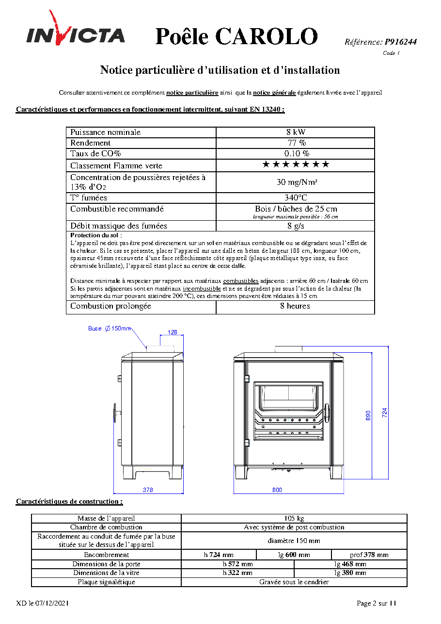 Fiche technique fournisseur