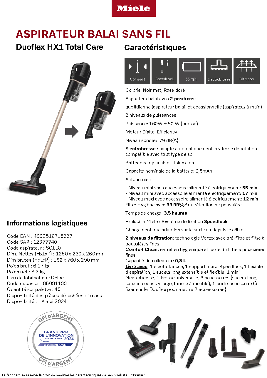Fiche technique fournisseur