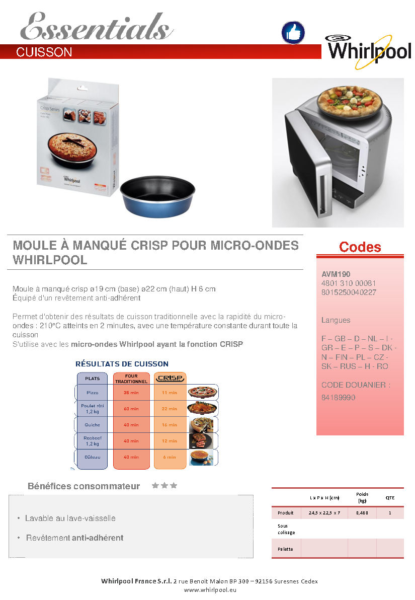 Fiche technique fournisseur