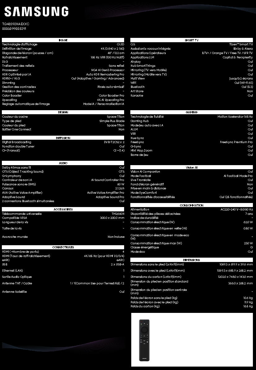 Fiche technique fournisseur