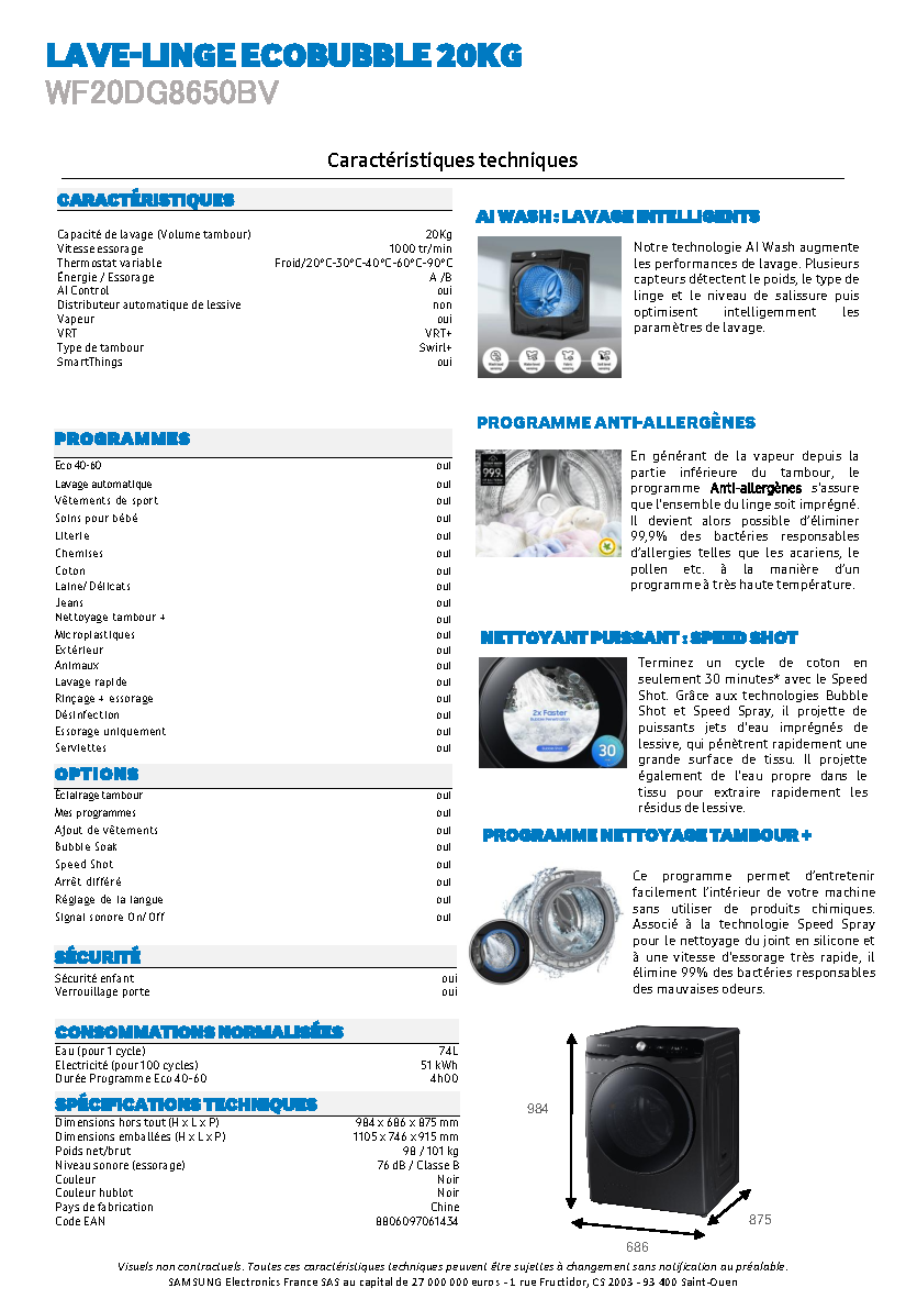 Fiche technique fournisseur
