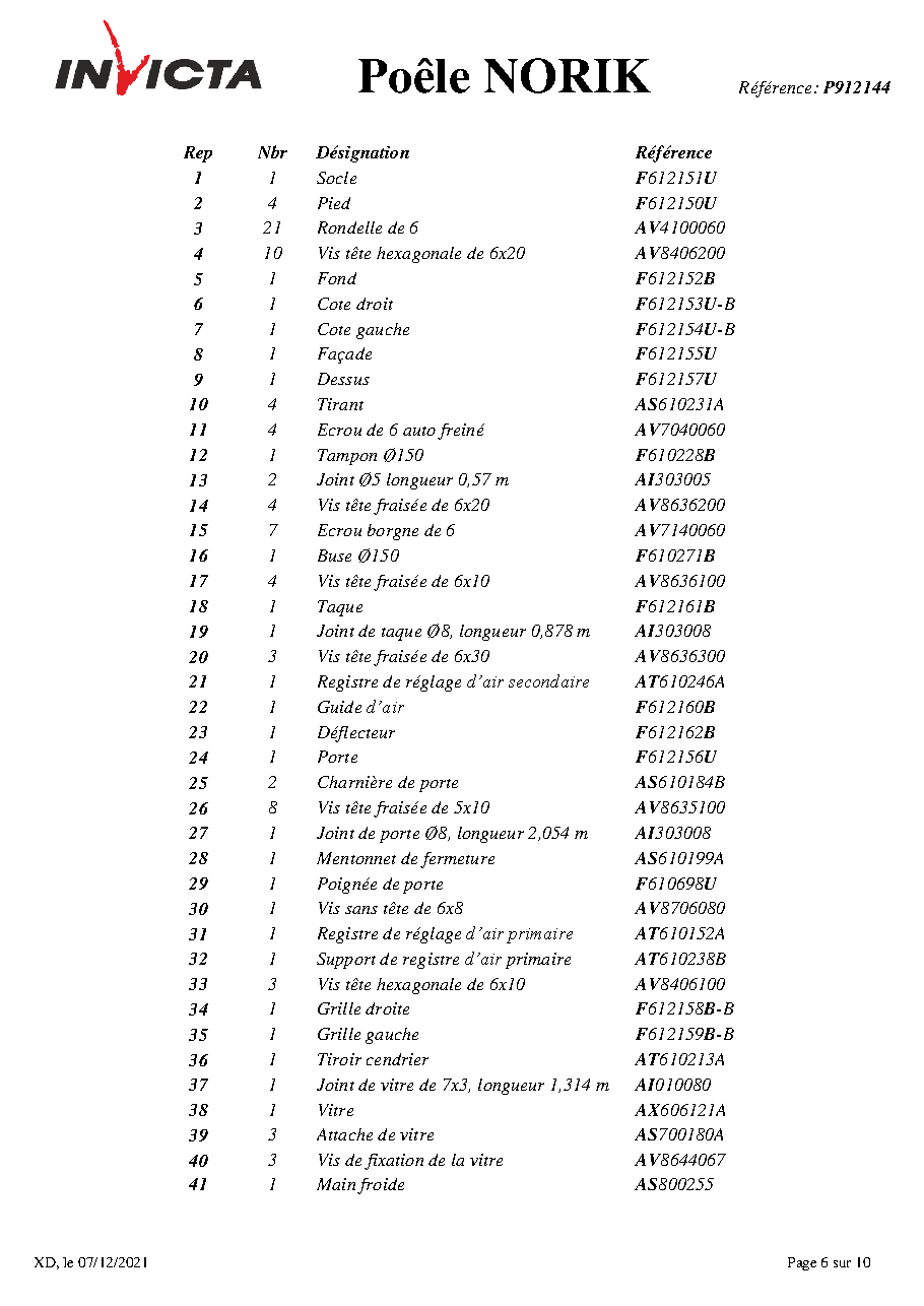 Fiche technique fournisseur
