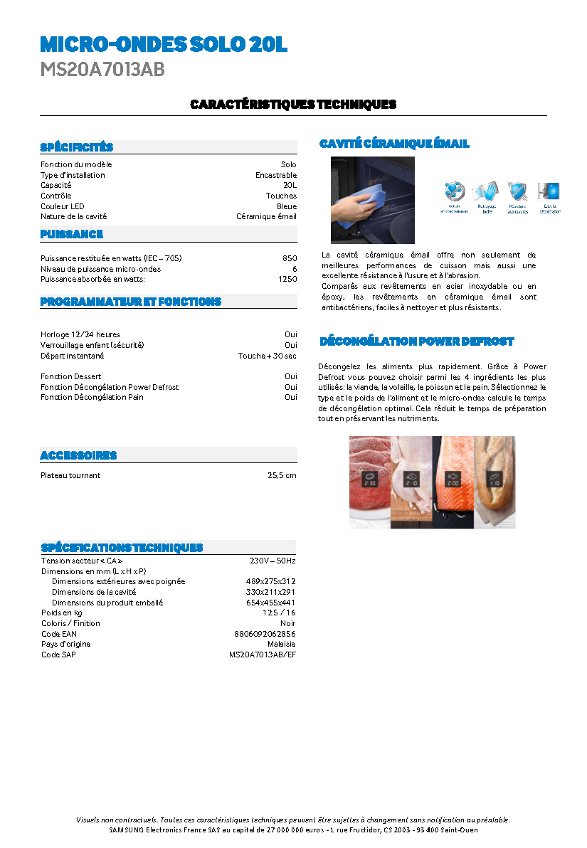 Fiche technique fournisseur