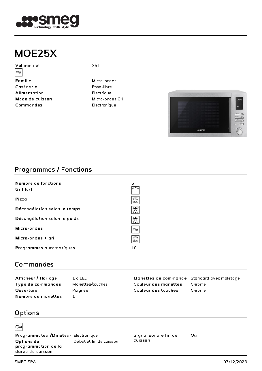 Fiche technique fournisseur