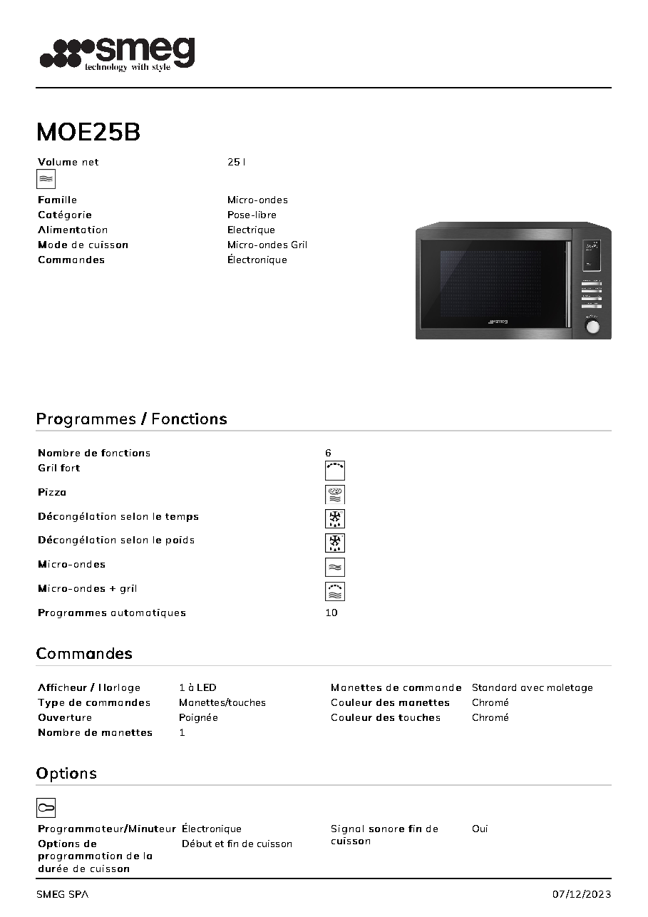 Fiche technique fournisseur
