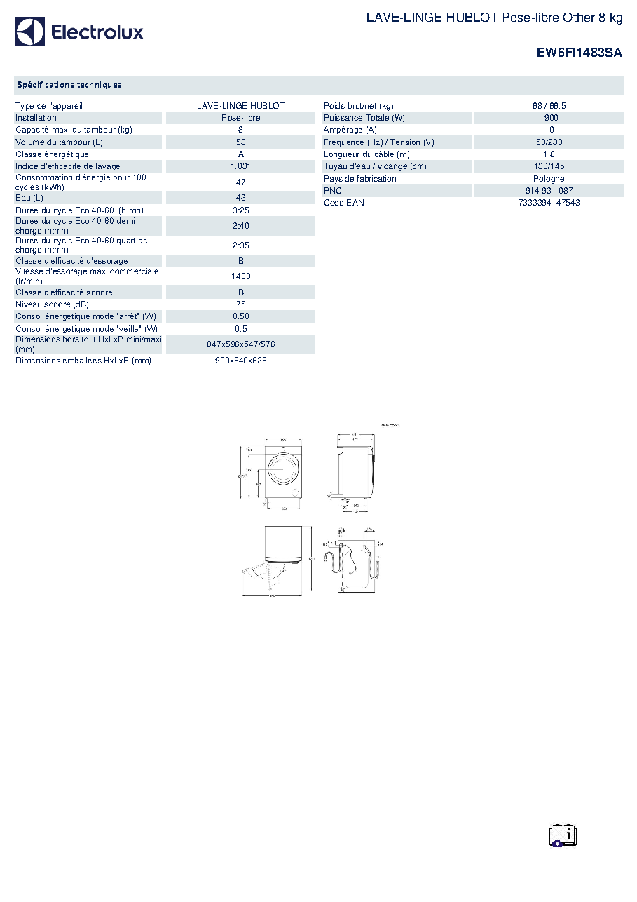 Fiche technique fournisseur