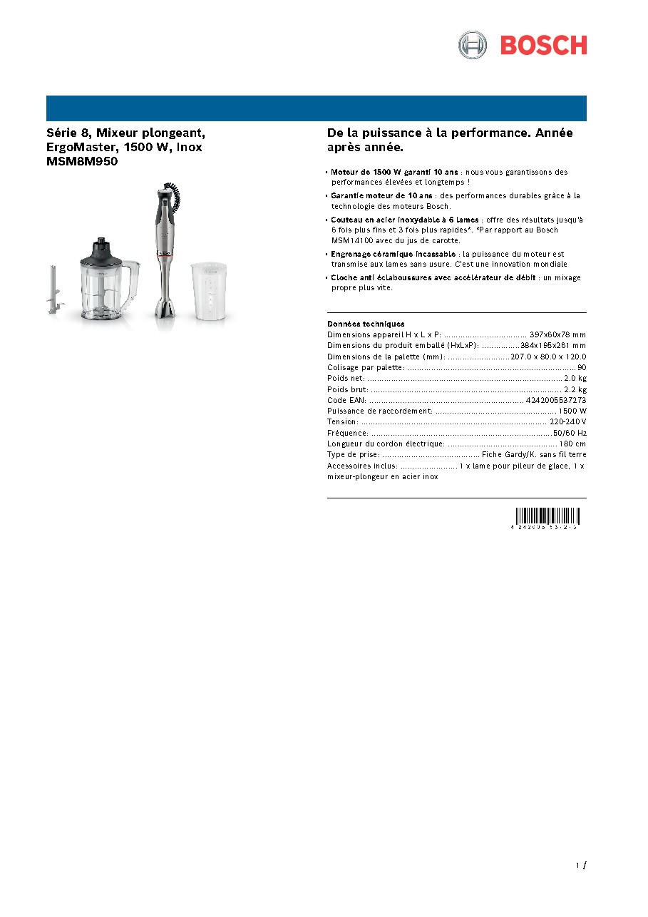 Fiche technique fournisseur