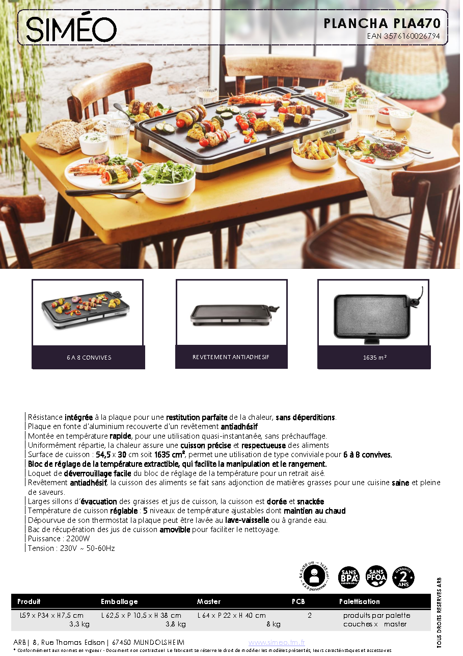 Fiche technique fournisseur