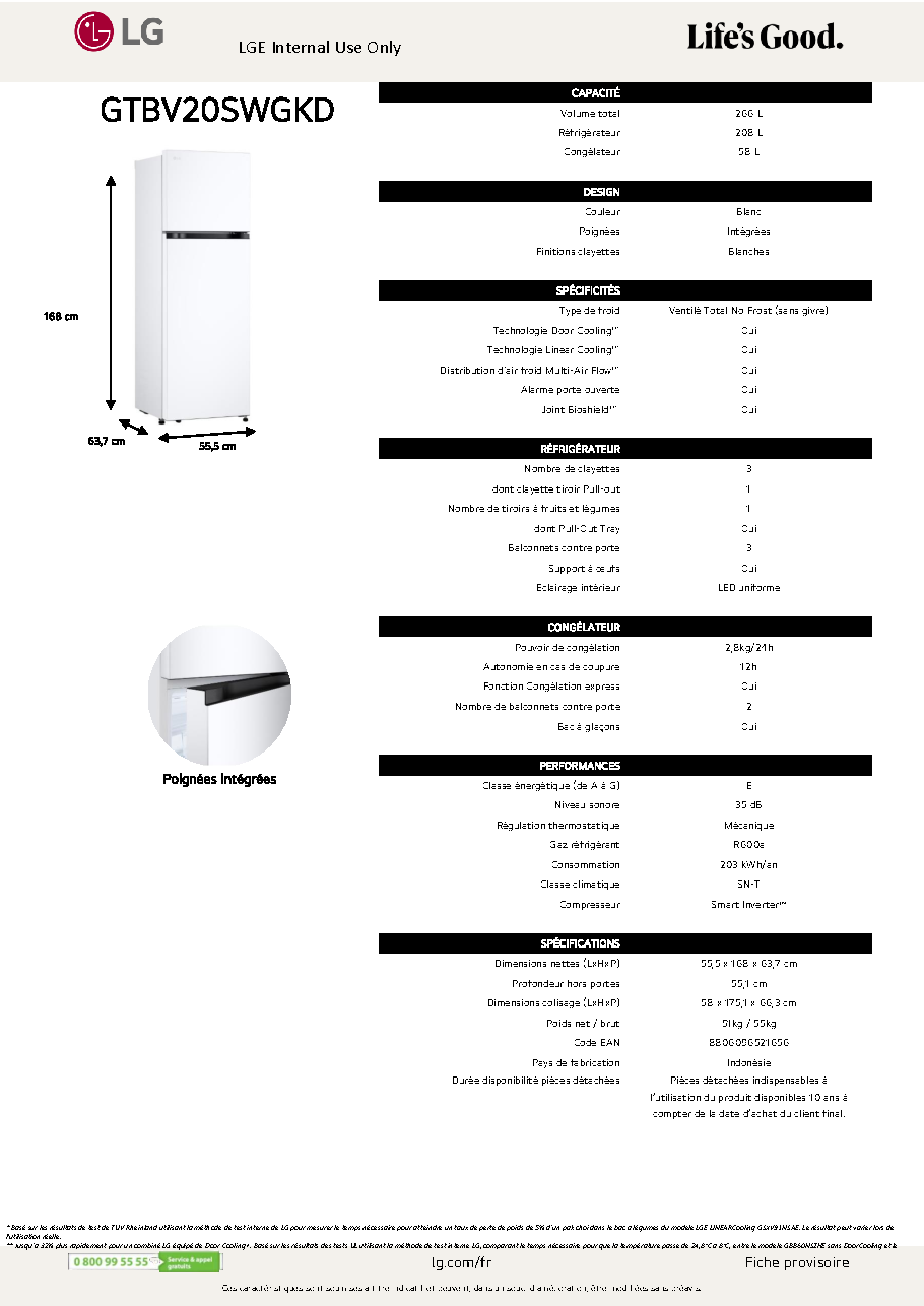 Fiche technique fournisseur