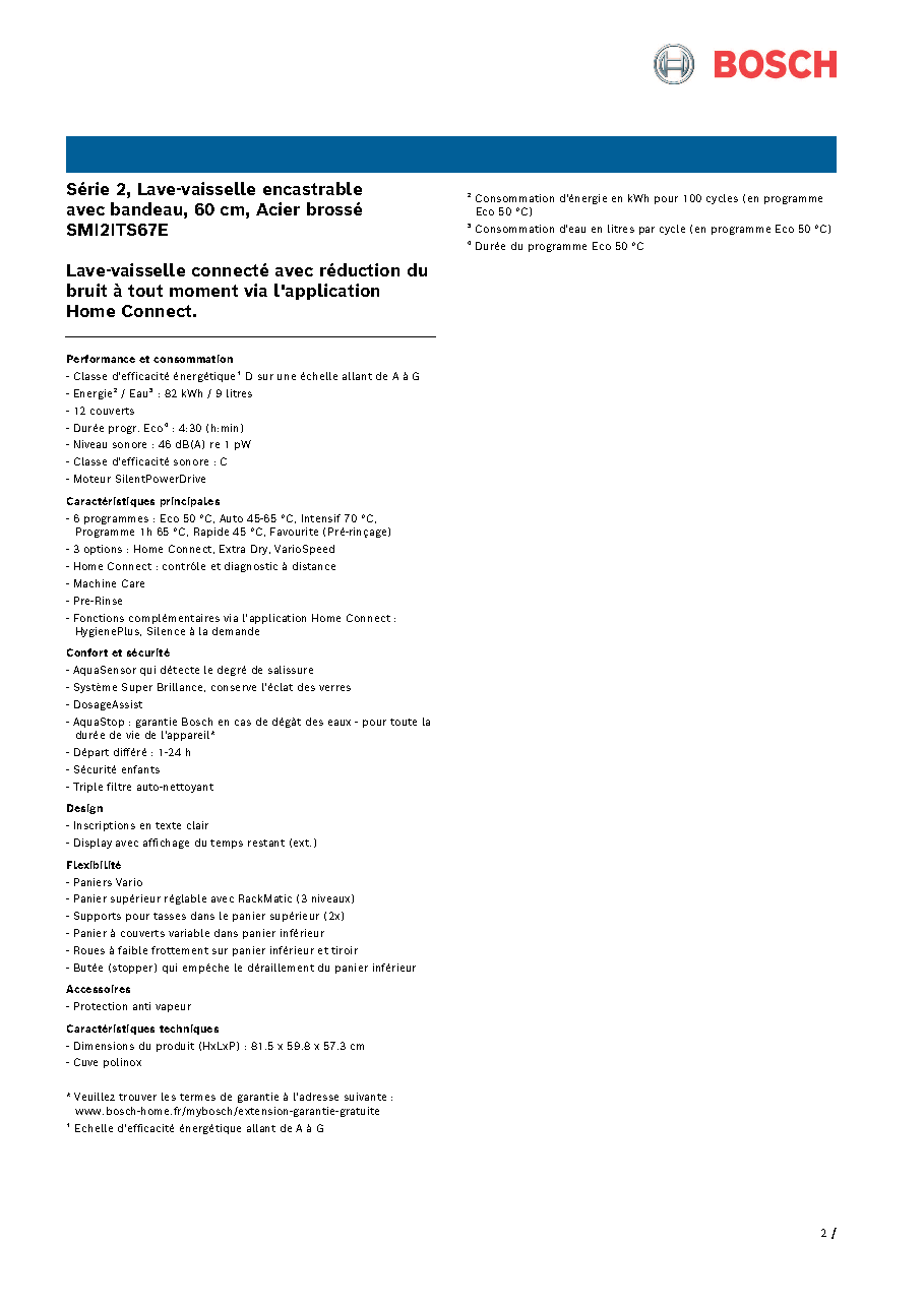 Fiche technique fournisseur