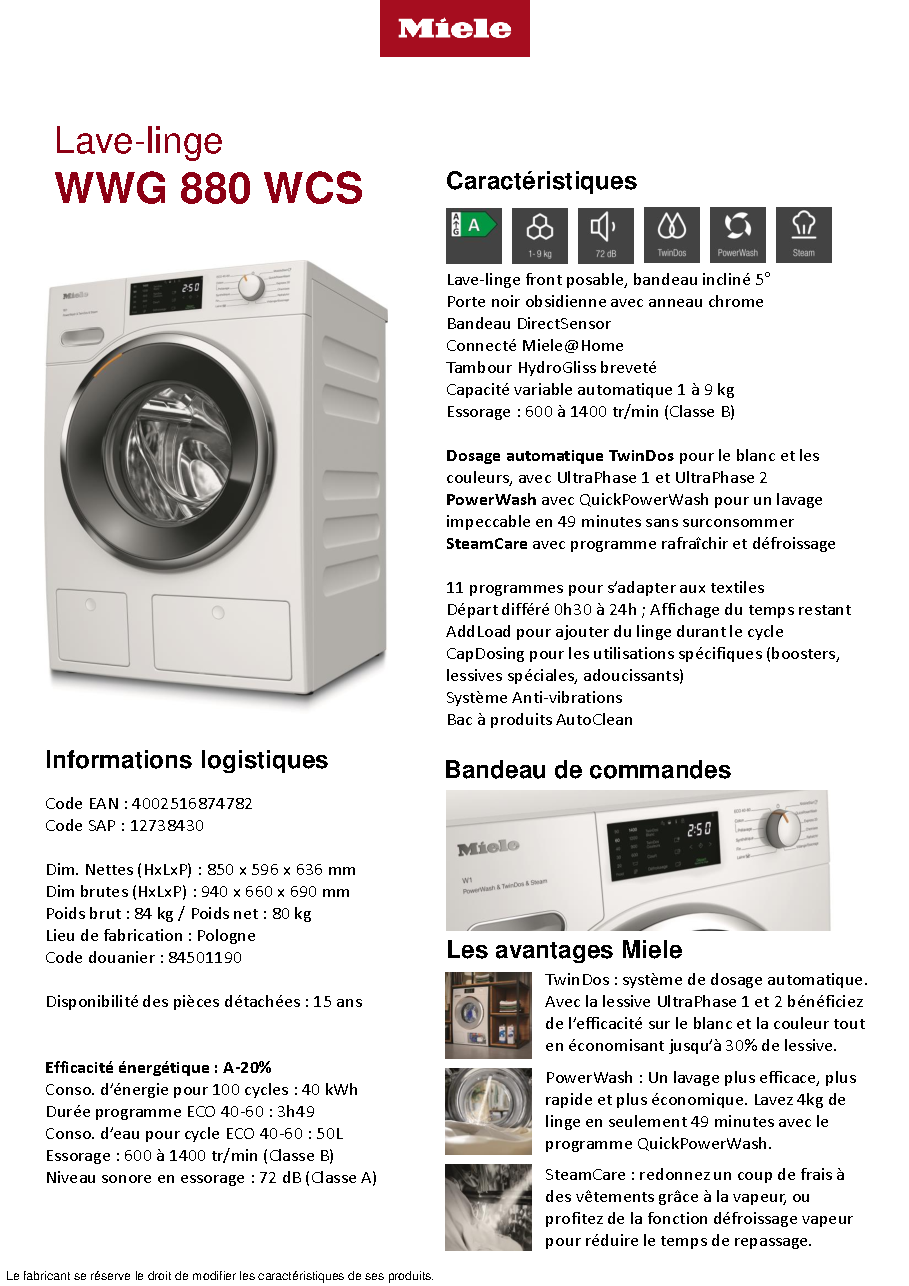Fiche technique fournisseur